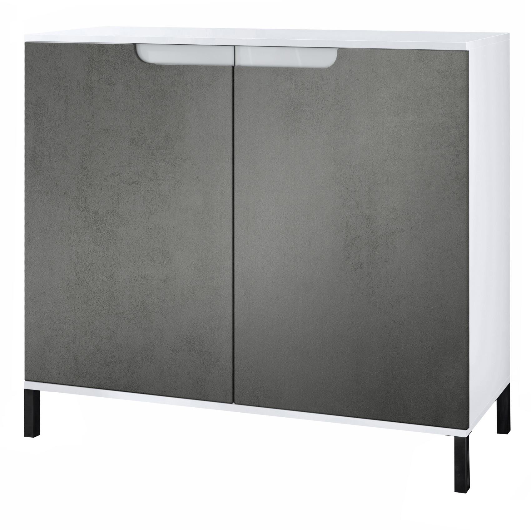 KOMMODE Sylt Beton Dunkel Optik - Dunkelgrau, Holzwerkstoff (92.5/83.5/35cm) - Vladon