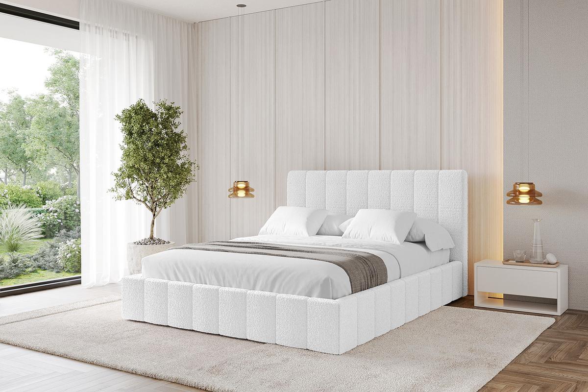 POLSTERBETT mit Bettkasten und Lattenrost, Boxbett ohne Matratze - FINO 180x200 Weiß - Weiß, Holzwerkstoff/Textil (180/200cm) - ALTDECOR