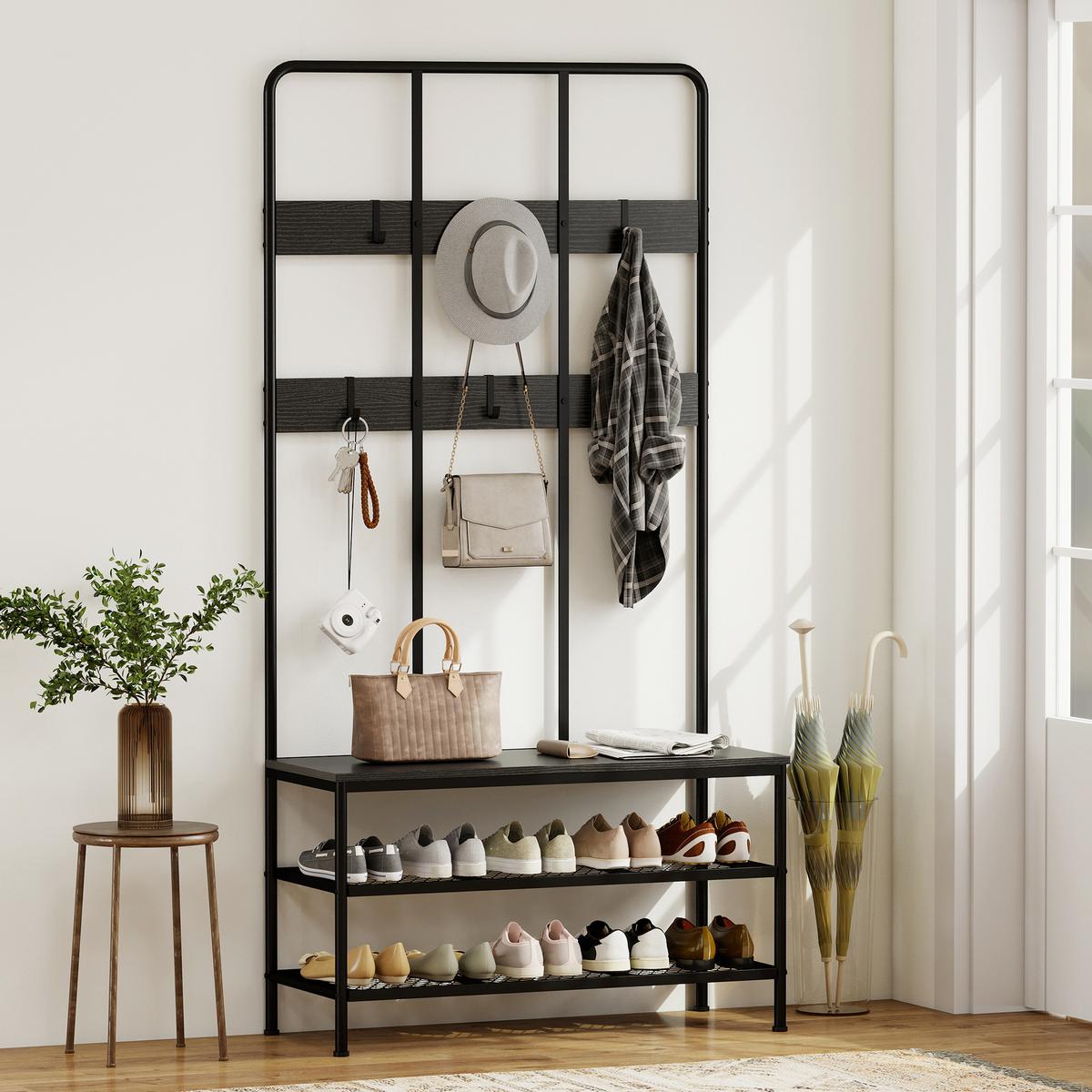GARDEROBENSTÄNDER Metall Spanplatte Schwarz - Schwarz, Holzwerkstoff/Metall (36/180/91cm) - HOMCOM
