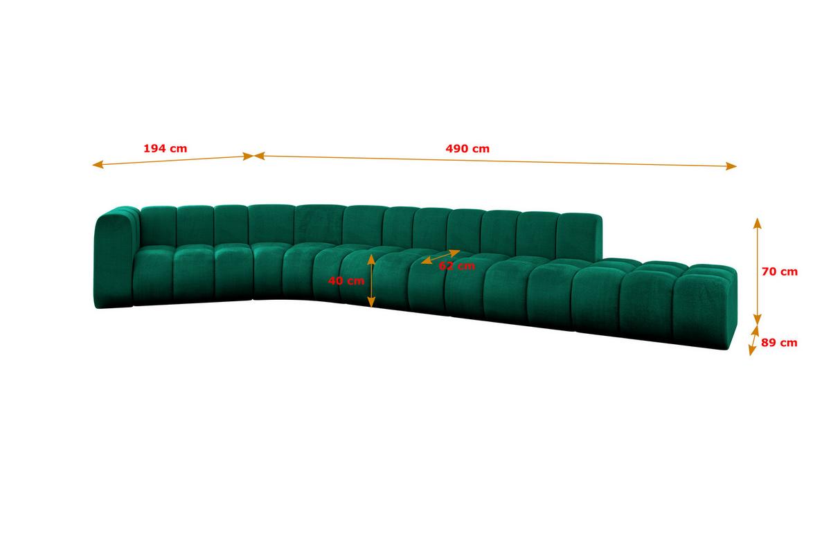 ECKSOFA modulares Sofa Tilmo-L2 - 490x194x70 cm Grün - Dunkelgrün, Holzwerkstoff/Textil (490/194cm) - ALTDECOR