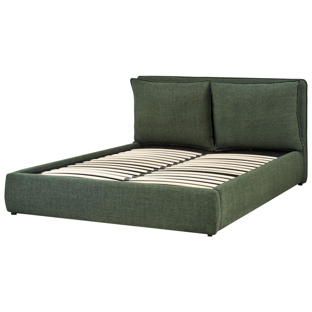 BETT mit Stauraum 160/200 cm Grün Bajonna - Grün, Textil (160/200cm) - Beliani