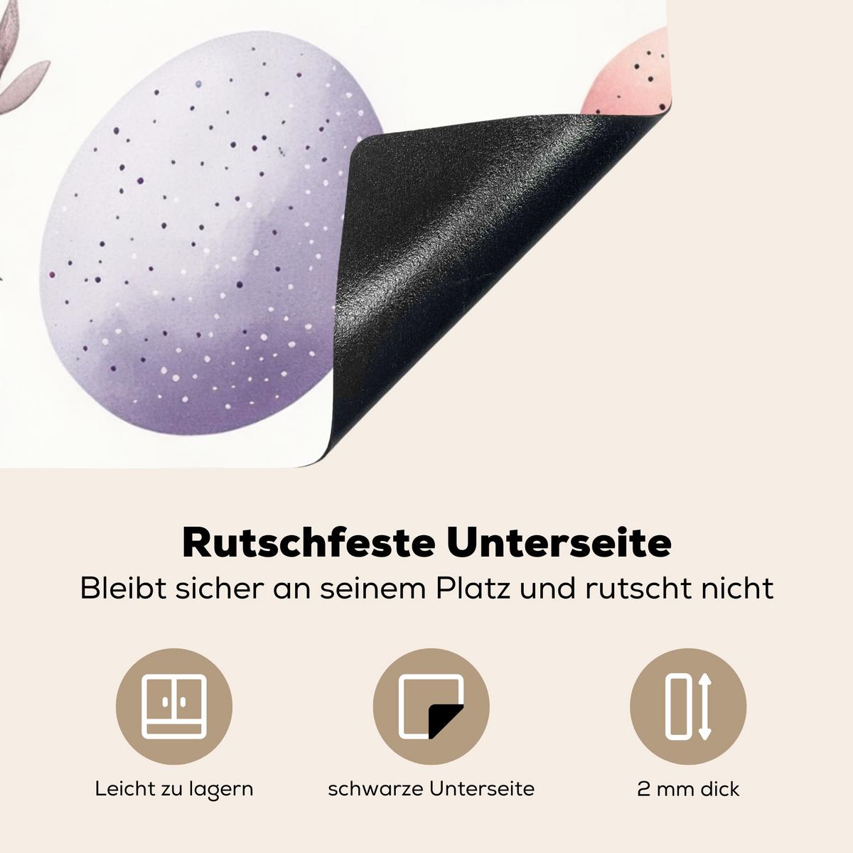 HERDABDECKPLATTE Eier - Bunt - Muster Induktionsmatte 77x59 cm - Weiß, Kunststoff (77/59/0.2cm) - MuchoWow