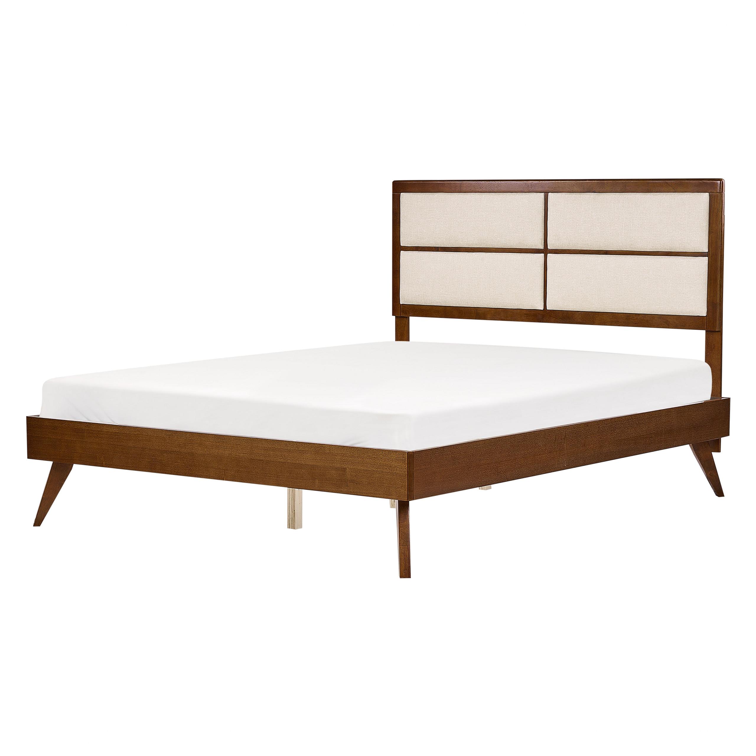 BETT mit Lattenrost 160/200 cm Dunkelbraun Poissy - Dunkelbraun/Beige, Holzwerkstoff (160/200cm) - Beliani