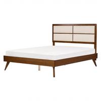 BETT mit Lattenrost 160/200 cm Dunkelbraun Poissy - Dunkelbraun/Beige, Holzwerkstoff (160/200cm) - Beliani