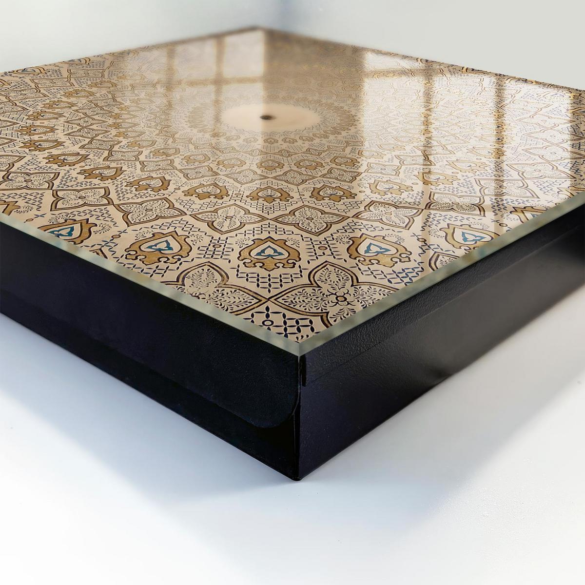 SCHLÜSSELBOX Schwarz 30x30 cm- Türöffnung nach rechts - Dekorative Mandala - Beige, Metall (30/30/5cm) - TULUP
