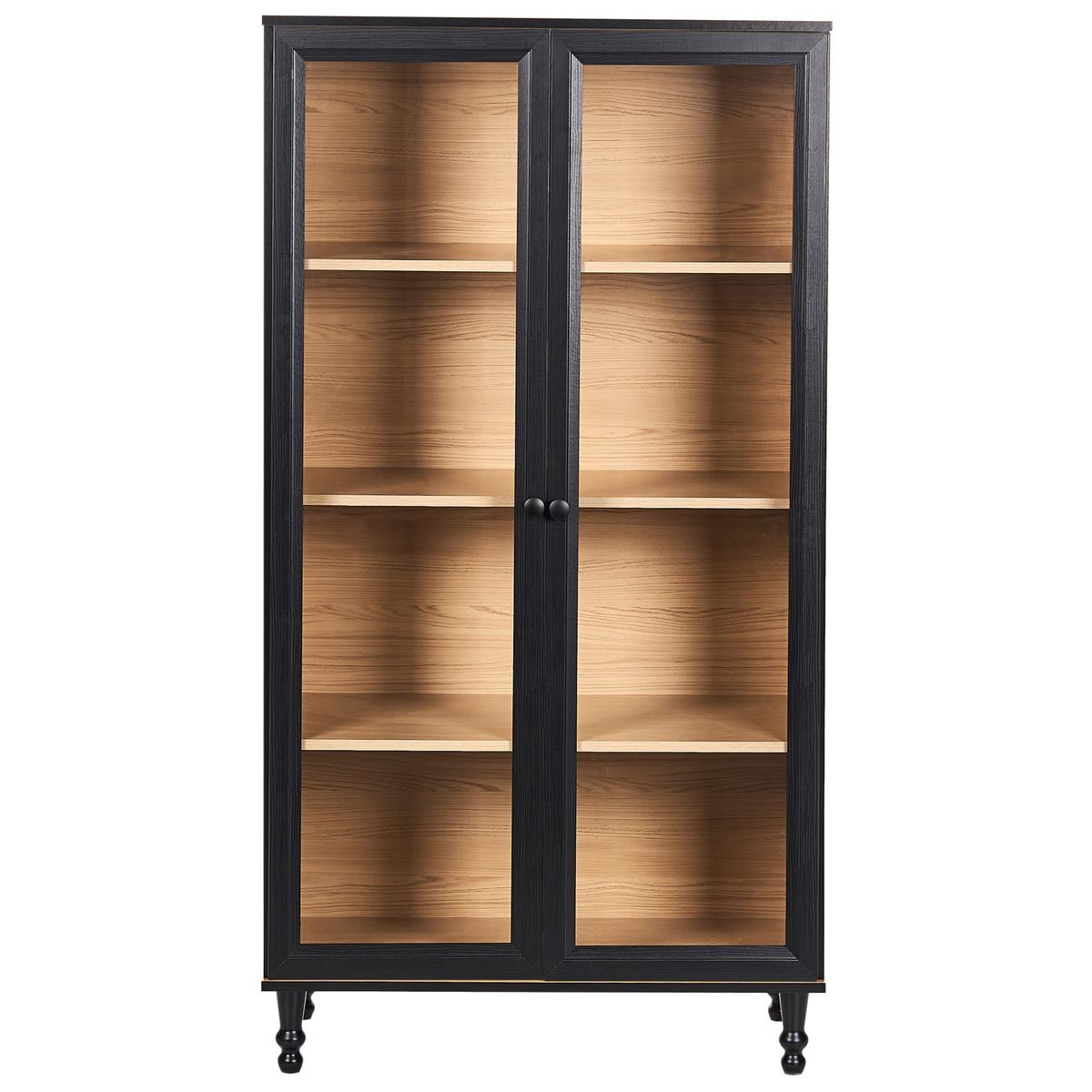 VITRINE mit Glastüren 80 cm Schwarz Tingledale - Schwarz, Holzwerkstoff (80/151/40cm) - Beliani
