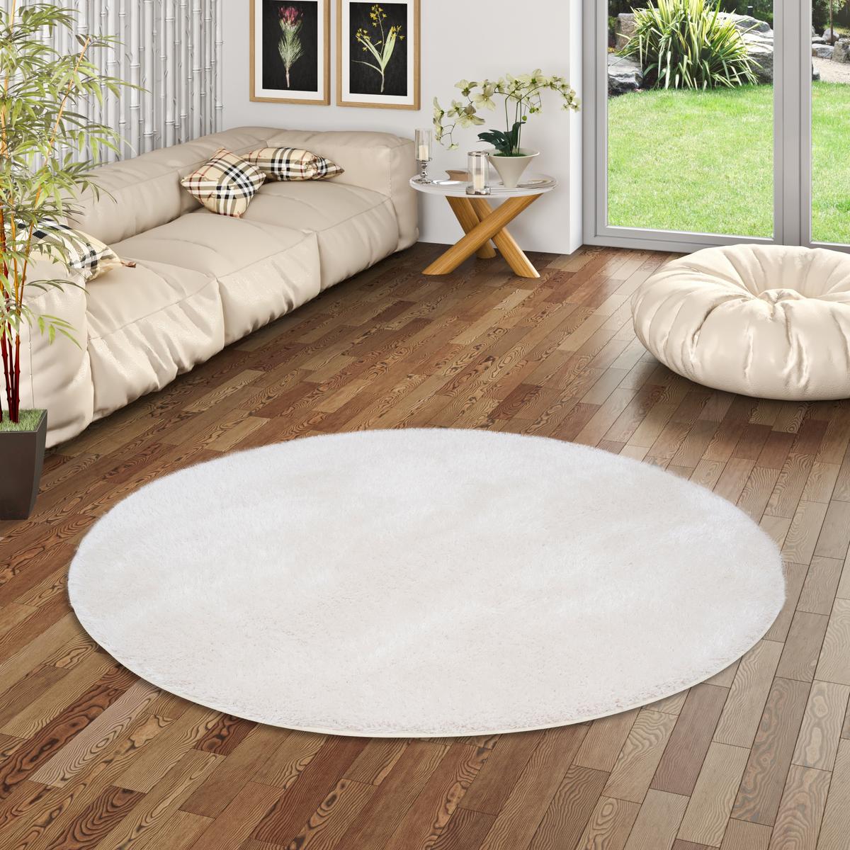 HOCHFLOR SHAGGY TEPPICH FEELING MIX RUND - Weiß, Textil (200/200cm) - Snapstyle