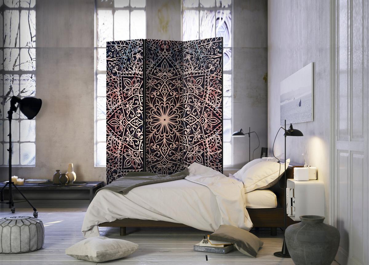 PARAVENT Akustik 3-tlg 135x172 cm Mandala Abstraktion - Multicolor, Holz/Textil (135/172/3cm) - Muralo