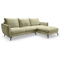 SOFA grün Webstoff 259 x 167 cm, Ecksofa 5-Sitzer, L-Sofa Ottomane rechts - Schwarz/Grün, Holz/Textil (259/167cm) - Inn.Furn