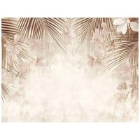 FOTOTAPETE Blätter Vintage Beige Beton Wohnzimmer Tapete 150x105 - Beige, Papier (150/105cm) - Wallarena