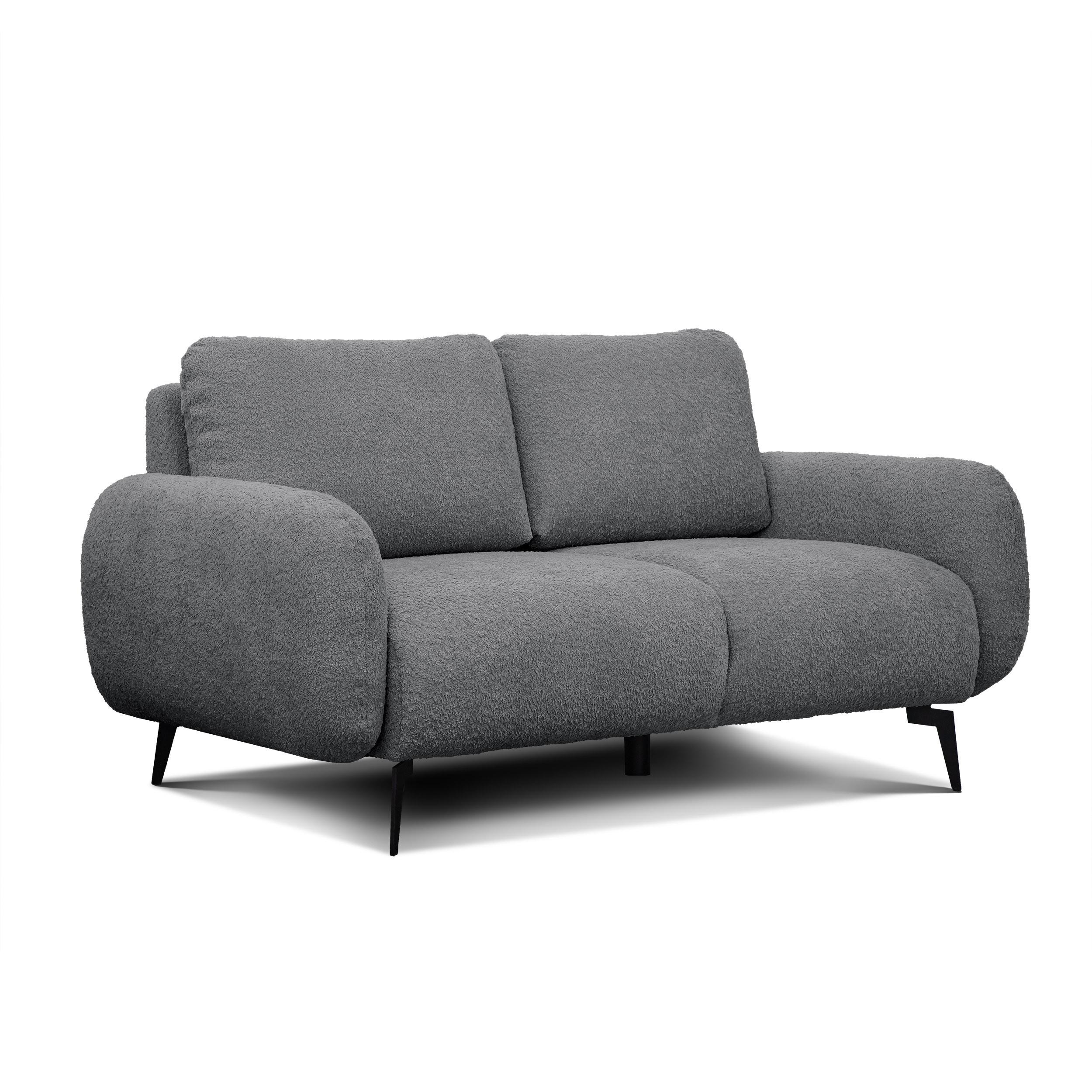 SOFA FEBE 2-Sitzer, dunkelgrau - Dunkelgrau/Schwarz, Holz/Textil (160/82/96cm) - Wozimo