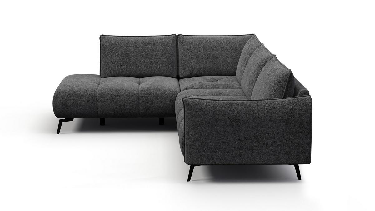 ECKSOFA AERA 5-Sitzer links, dunkelgrau - Dunkelgrau/Schwarz, Holz/Textil (268/206cm) - Wozimo