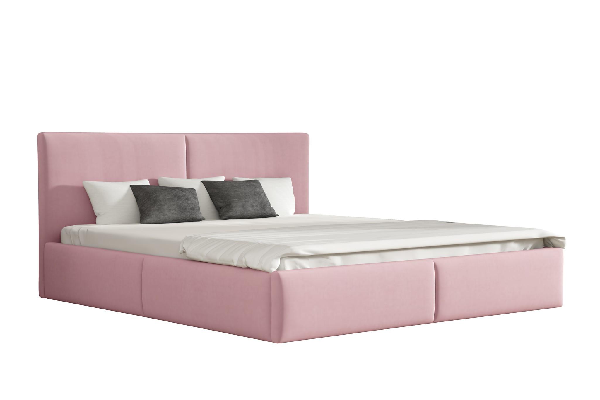POLSTERBETT Bergen Magic Velvet - Rosa, Holzwerkstoff/Textil (120/200cm) - Fun Möbel