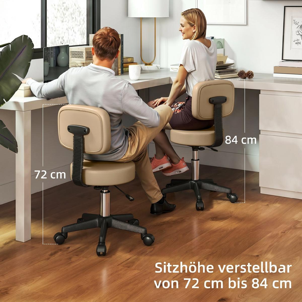 SALONHOCKER Kunstleder Schaumstoff Braun - Hellbraun, Textil (35/84/35cm) - HOMCOM