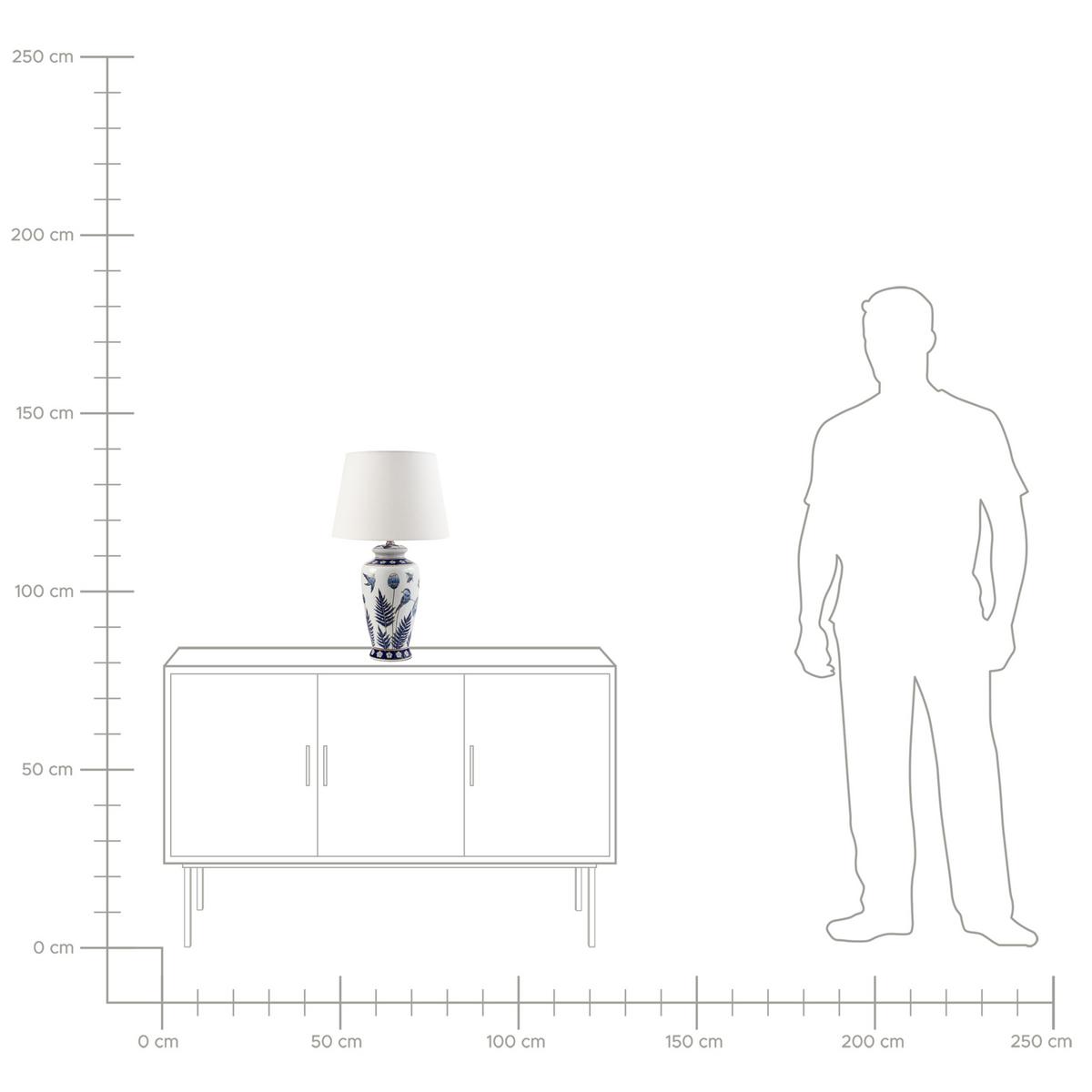 TISCHLAMPE Porzellan Weiß/Blau Bijela - Blau/Weiß, Keramik (33/33/58cm) - Beliani