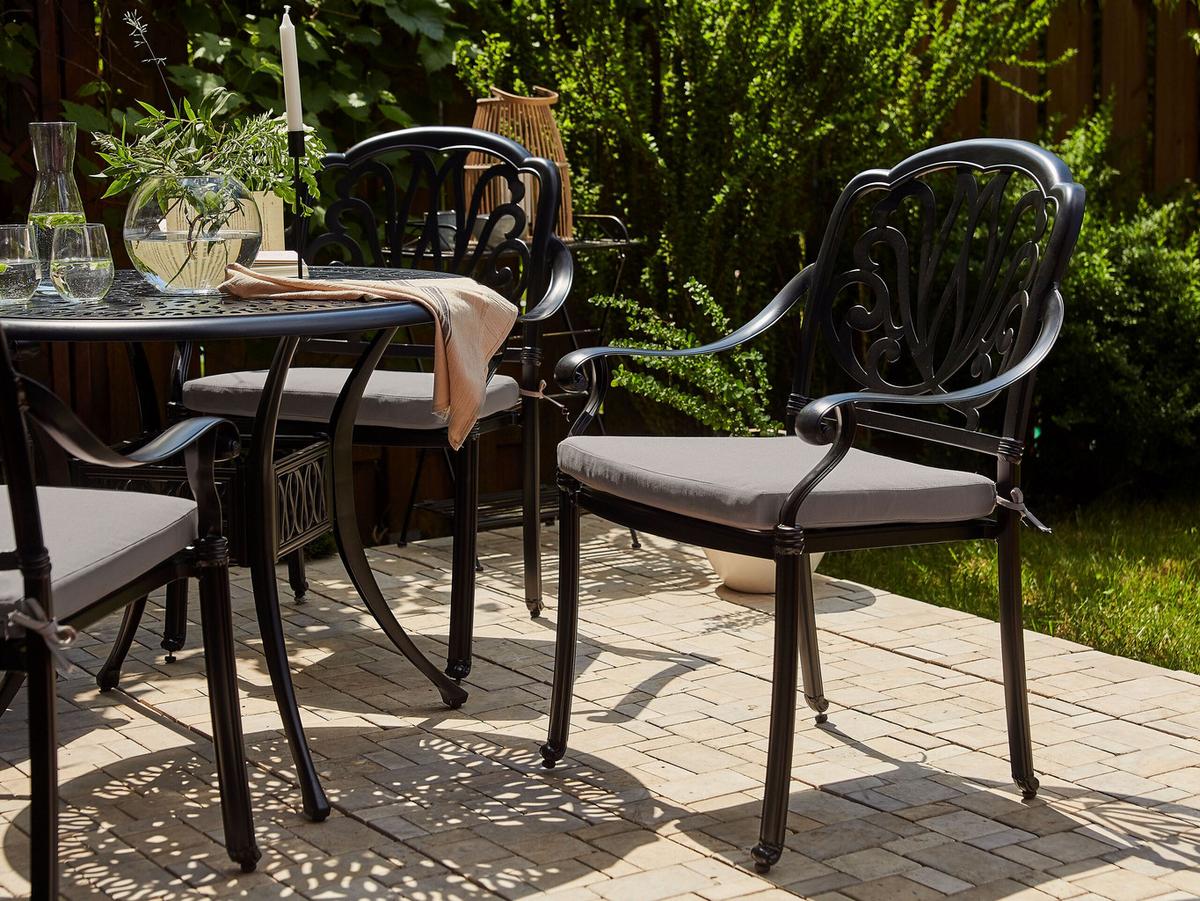 GARTENSTUHL 4er-Set Aluminium schwarz Ancona - Schwarz, Metall (68/97/65cm) - Beliani