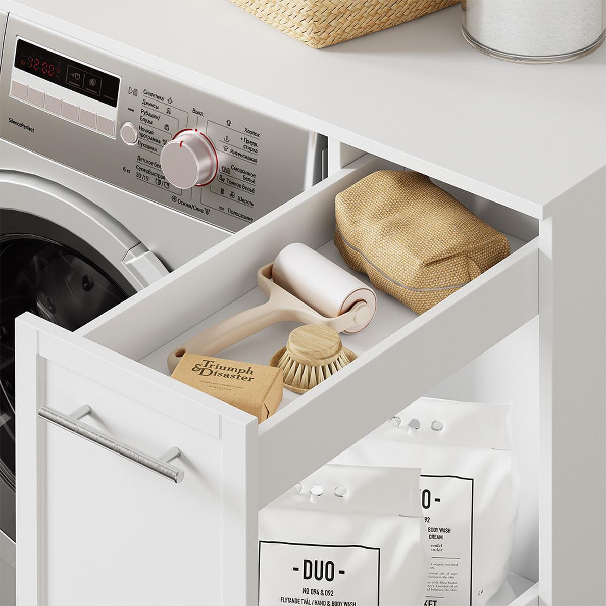 SEITENSCHRANK mit Schubladen für Waschmaschine BZR229-W - Ahornfarben, Fell (90/88/60cm) - SoBuy