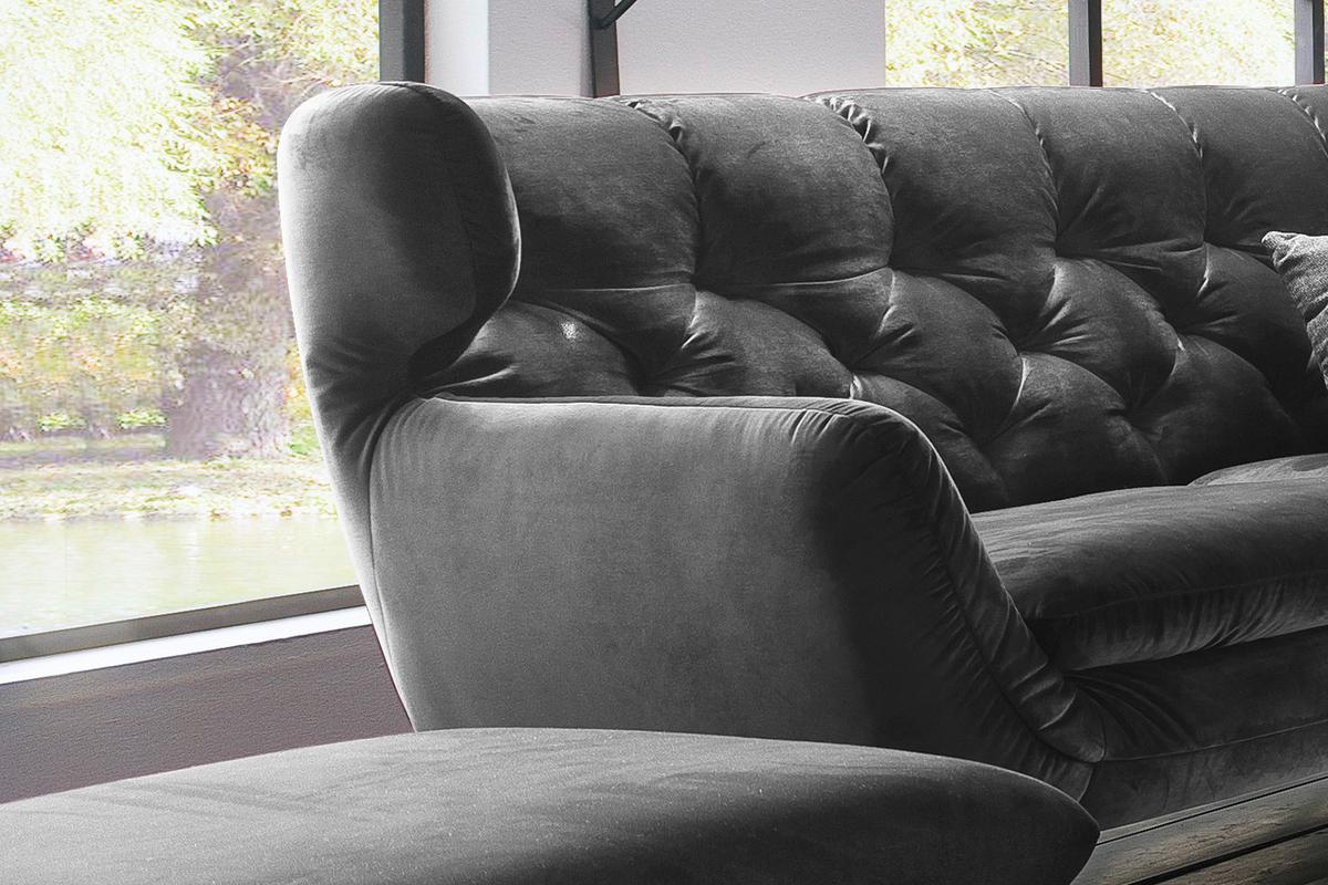 SOFA CHARME Grau Velvet - Silberfarben/Grau, Textil/Metall (200/94/95cm) - KAWOLA