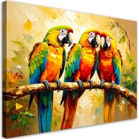 LEINWANDBILD Bunte Papageien auf einem Ast 120x80cm - Multicolor, Textil (120/80cm) - Feeby