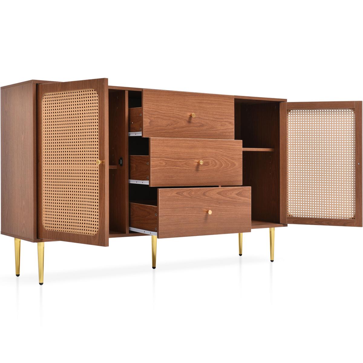 SIDEBOARD mit 2 Türen und 3 Schubladen - Braun, Holzwerkstoff (40/90/150cm) - Urban Meuble