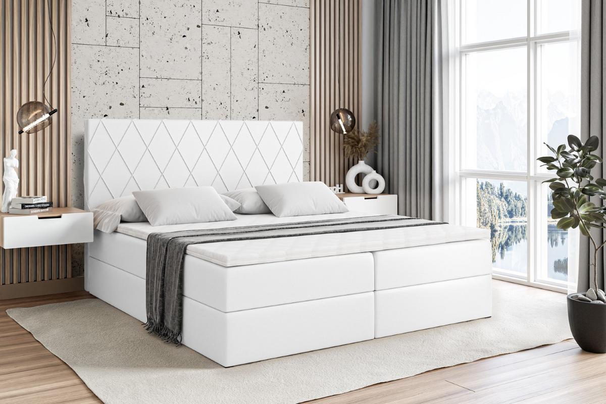 BOXBETT mit H3-Matratze und Lattenrost - LEPARO - 140x200 Weiß Hochglanz - Weiß Hochglanz, Holzwerkstoff (140/200cm) - ALTDECOR