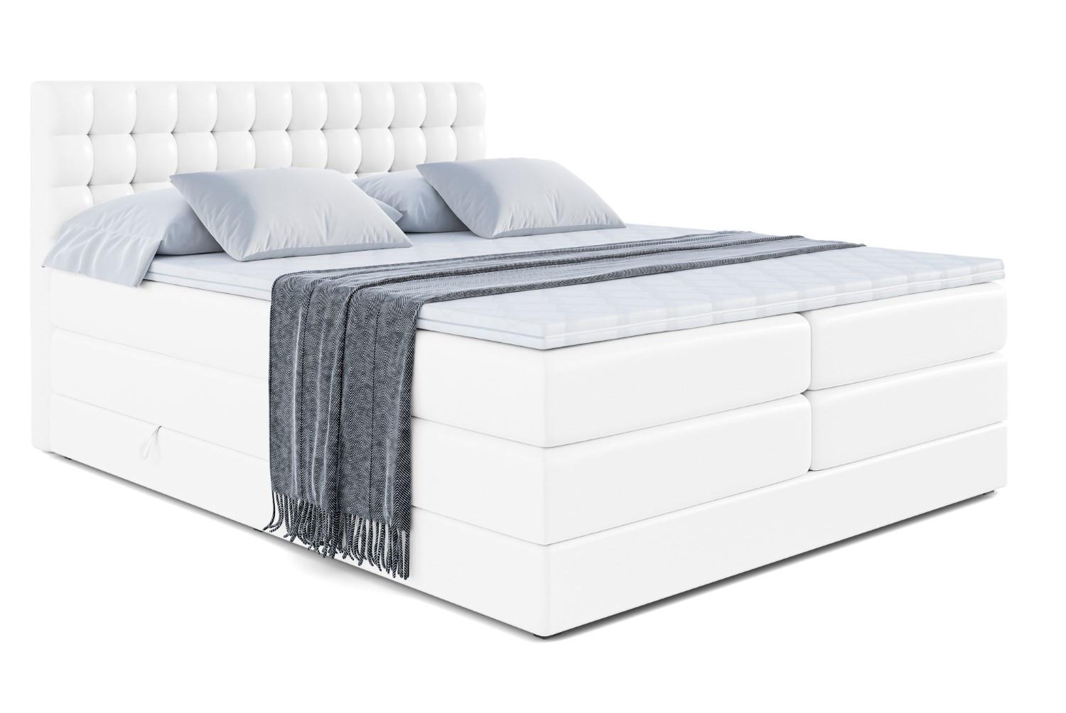 BOXSPRINGBETT VIONE KING - 140 x 200 - H3/H4 - Weiß Hochglanz - Weiß Hochglanz, Holzwerkstoff (140/200cm) - ALTDECOR
