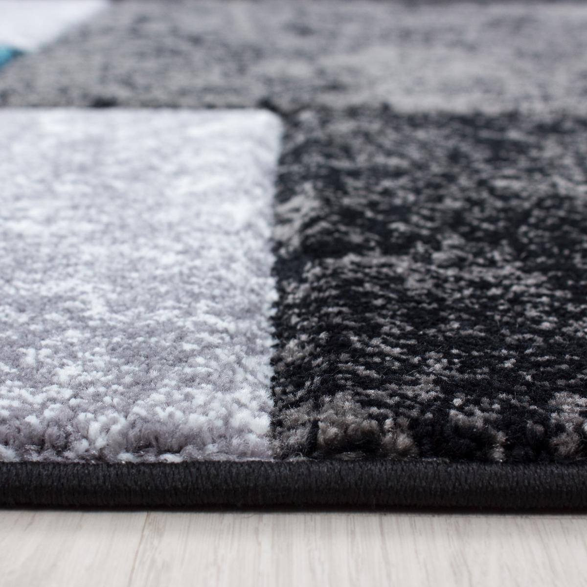 KURZFLORTEPPICH LATEMAR, kariert, Türkis, 140 x 200 cm - Blau, Textil (140/200cm) - KADIMA DESIGN