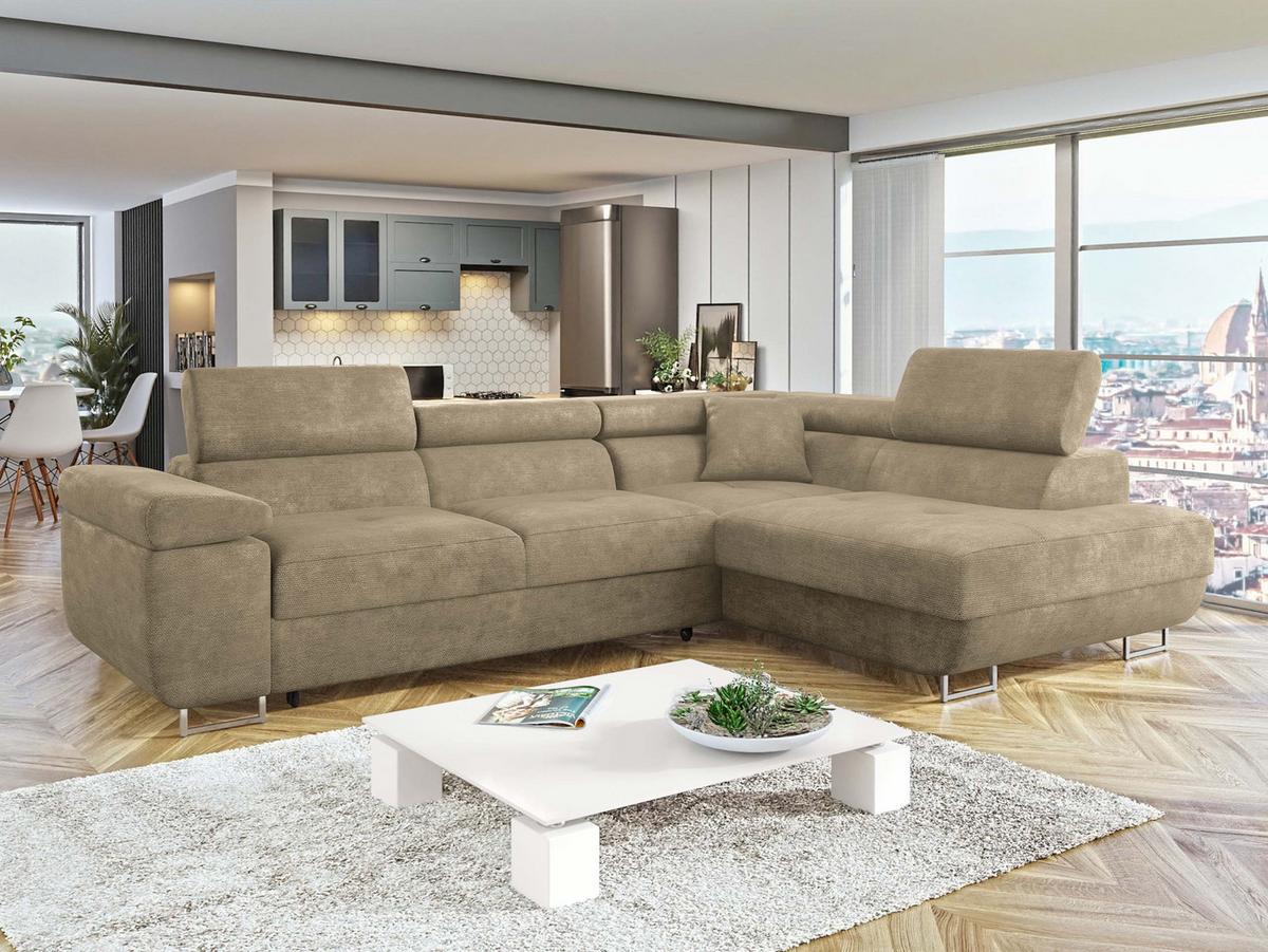ECKSOFA Torezio, Seite: Rechts - Sandfarben, Holz/Textil (274/203cm) - MIRJAN24