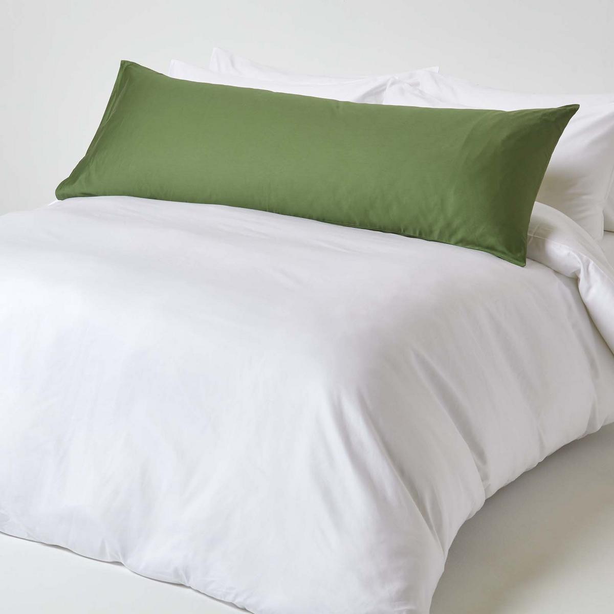 SEITENSCHLÄFERKISSENBEZUG Satin, Bio-Baumwolle, 48/136 cm - Grün, Textil (50/140cm) - Homescapes
