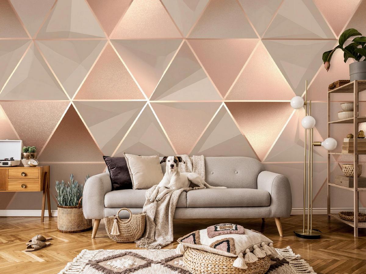 FOTOTAPETE Abstrakt Geometrisch Beige 300x210 cm - Multicolor, Papier (300/210cm) - Wallarena