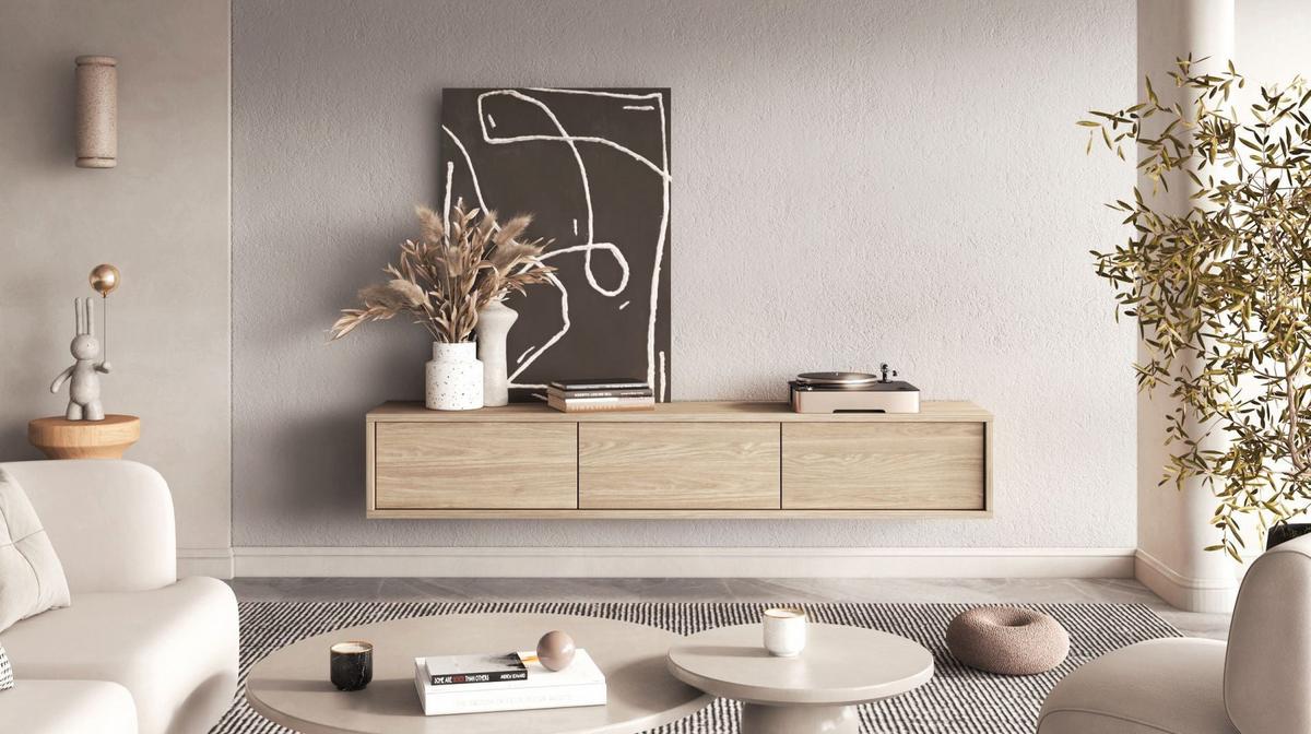 TV-LOWBOARD Moddern Eiche 180 cm - Beige, Holzwerkstoff (180/32/36cm) - Selsey