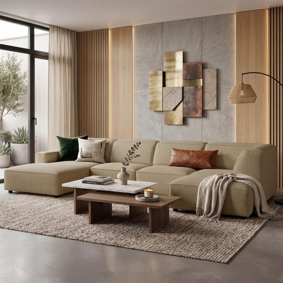 WOHNLANDSCHAFT Sellmo 366 cm - Schwarz/Cappuccino, Kunststoff/Textil (370/70/184cm) - Selsey