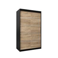 SCHWEBETÜRENSCHRANK 200/120/62 2-türig - Silberfarben/Schwarz, Holz/Kunststoff (120/200/62cm) - MÖBEL KRYSPOL