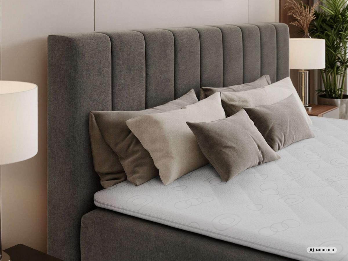 BOXBETT ALVER 180/200 - Dunkelgrau Velvet - Topper T25 - H3 - Dunkelgrau/Schwarz, Kunststoff/Textil (180/200cm) - MKS