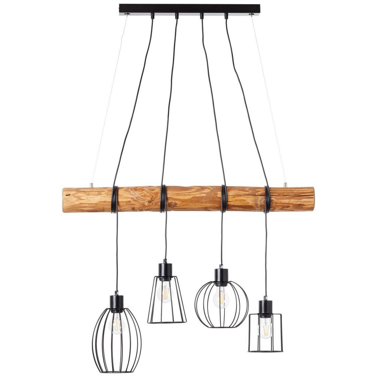 PENDELLEUCHTE Keyla 99549/76 - Schwarz, Holz (19.5/90/140cm) - Brilliant