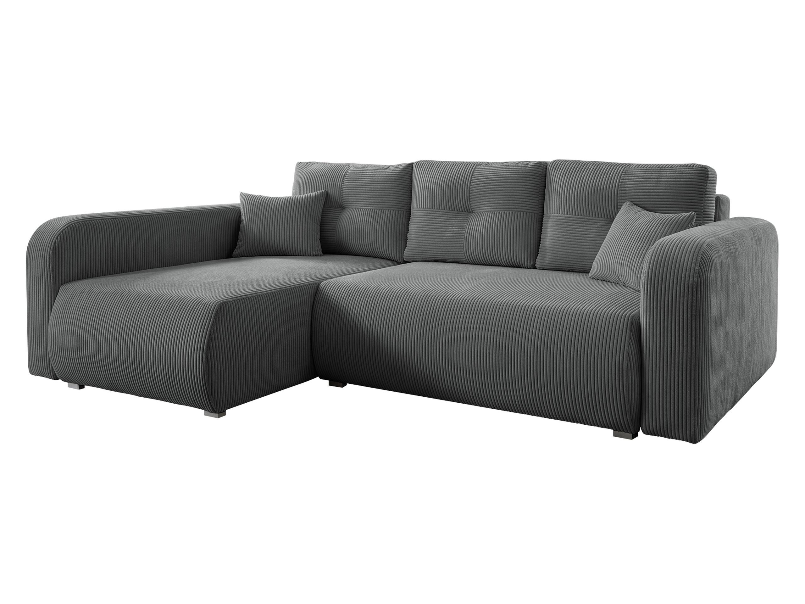 ECKSOFA Viena Cord, Seite: Links - Silberfarben/Grau, Holz/Kunststoff (234/145cm) - MIRJAN24