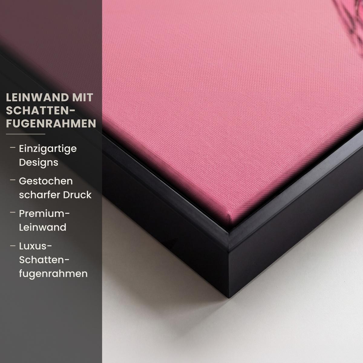 LEINWAND Bilder mit Rahmen - Schleife - Discoball - Kaninchen - 100x70 - Pink, Textil (100/70cm) - MuchoWow