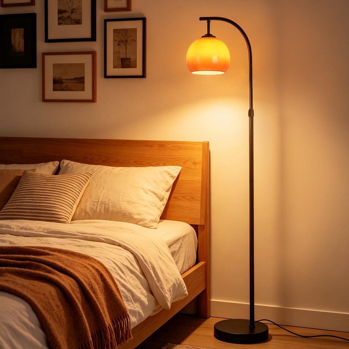 STEHLAMPE Jynvex 40/25/160 cm - Schwarz/Orange, Glas/Metall (40/25/160cm) - ZMH