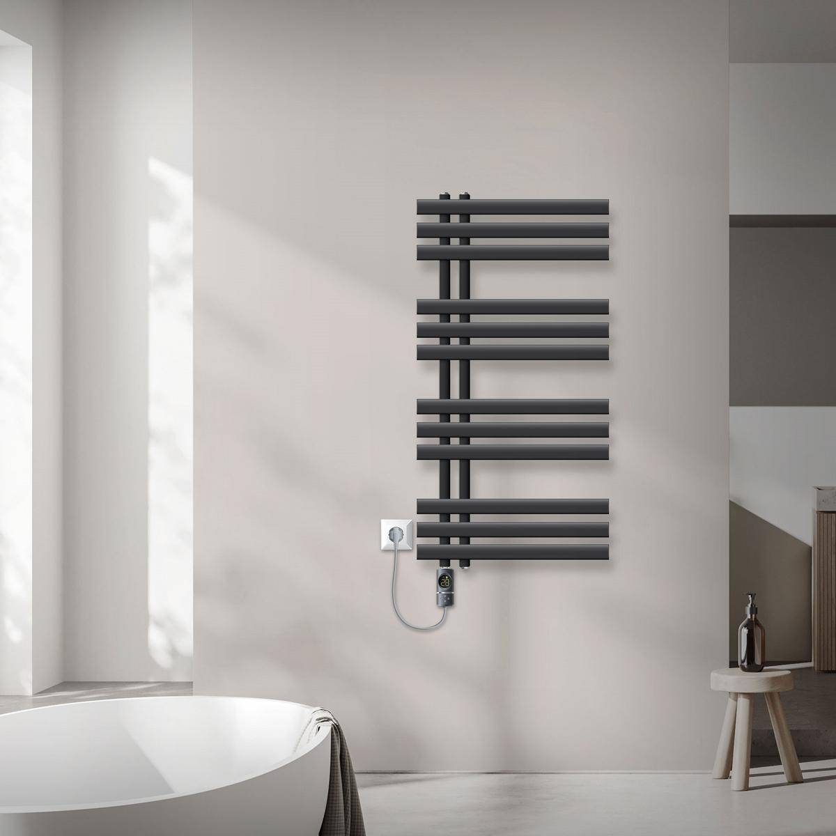 BADHEIZKÖRPER elektrisch Iron EM 500x1000 mm Anthrazit mit Heizstab 300W Digital - Anthrazit, Metall (50/100/3cm) - LuxeBath