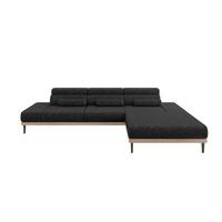 ELEKTRISCHES ECKSOFA Rechts MONA 316x205x85 Schwarz Velours - Schwarz, Holzwerkstoff/Textil (316/205cm) - ALTDECOR