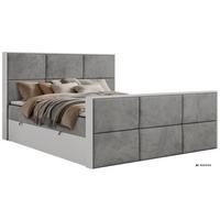 BOXBETT DELVIT DUO 140/200 - Hellgrau Velvet - Topper Visco - H3 - Hellgrau/Schwarz, Kunststoff/Textil (140/200cm) - MKS