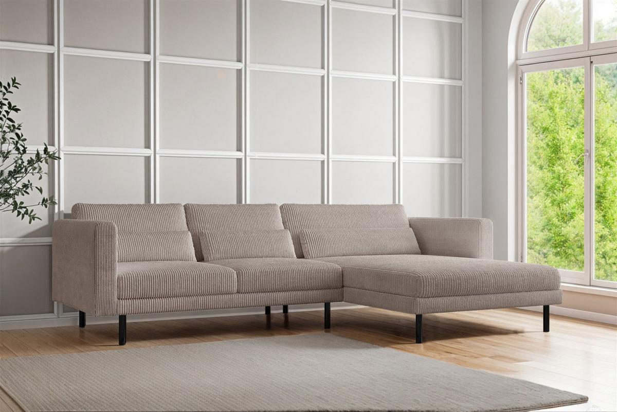 ECKSOFA Agada In Poso - Beige, Holzwerkstoff/Textil (281/174cm) - Fun Möbel