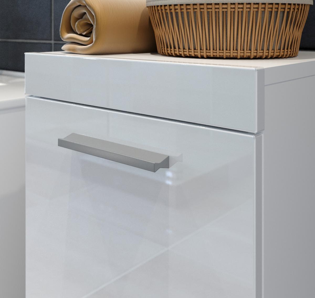 HÄNGESCHRANK weiß Hochglanz 35 x 75 cm, Badschrank hängend - Weiß Hochglanz/Silberfarben, Holzwerkstoff/Kunststoff (16/75/35cm) - Top.Furn