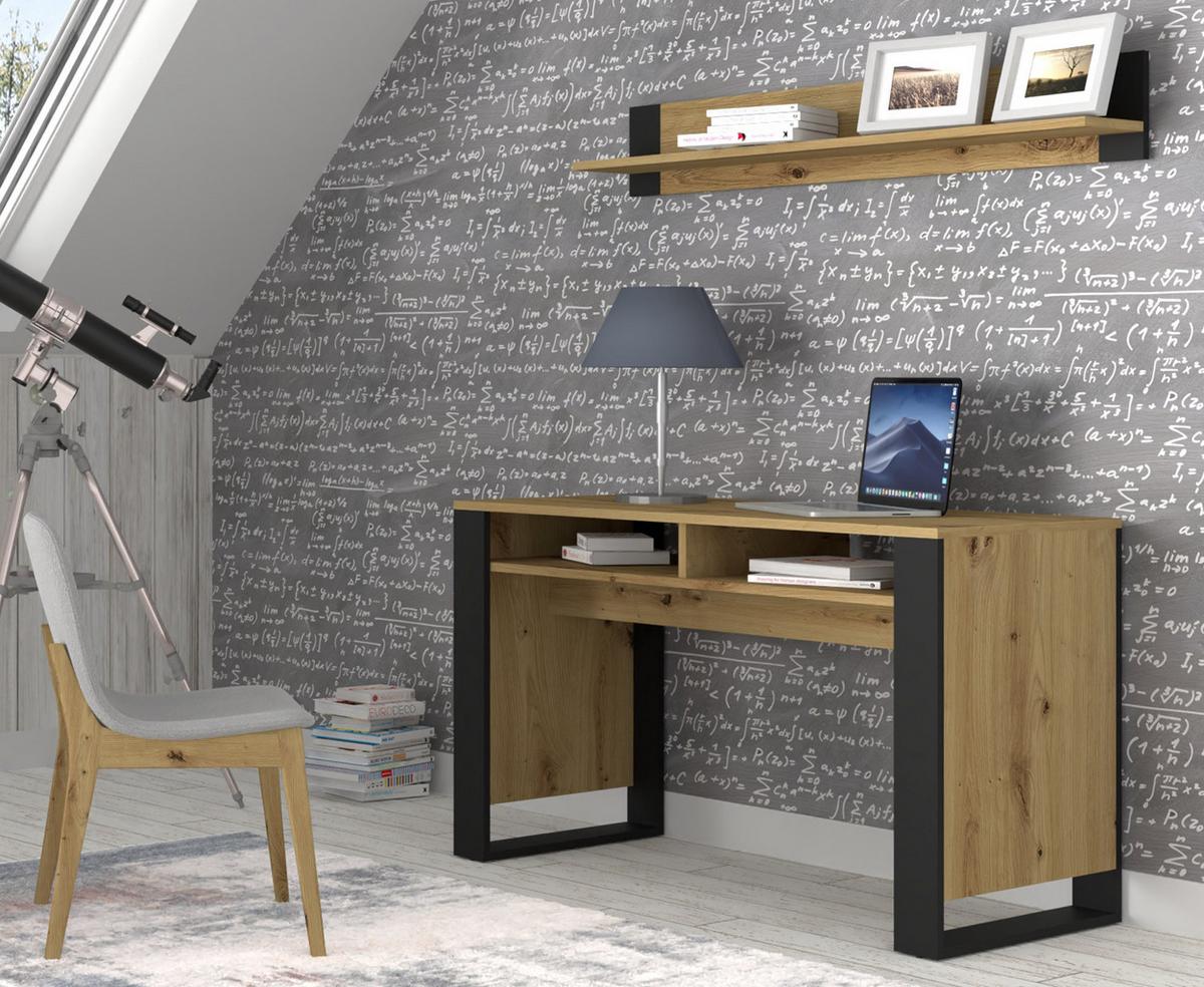 SCHREIBTISCH Artisan Eiche, Schwarz 120/75/55 - Schwarz, Holzwerkstoff (90/50/75cm) - RAUMHIRSCH FURNITURE