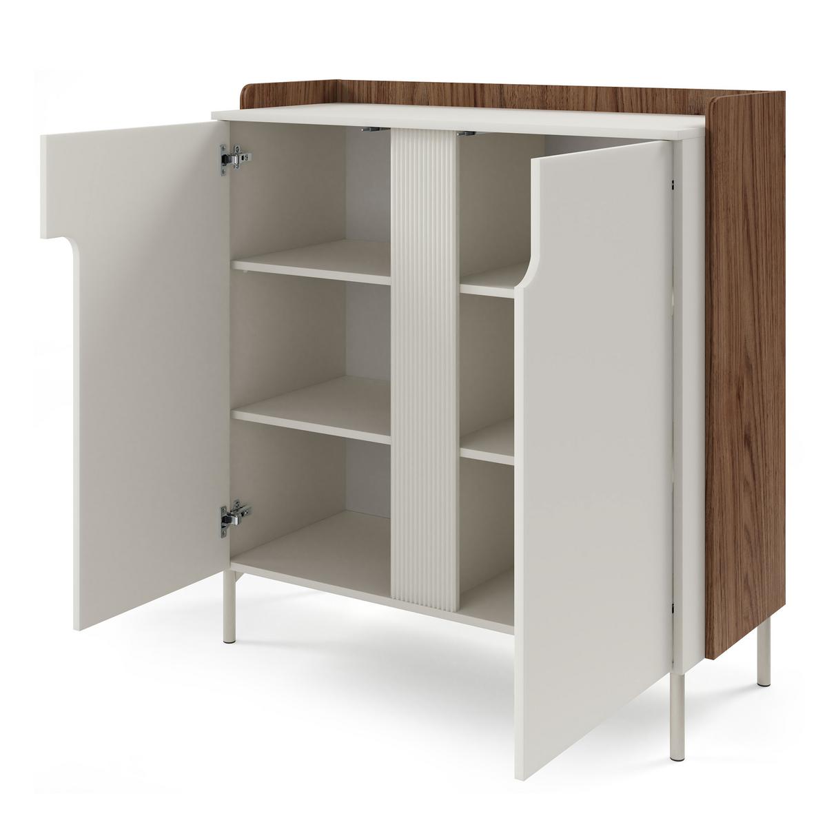 KOMMODE Positivo, Hochkommode mit 2 Türen, 103 cm, Alba-Nuss + Kaschmir - Nussbaumfarben, Holzwerkstoff (103/110/42cm) - Beautysofa