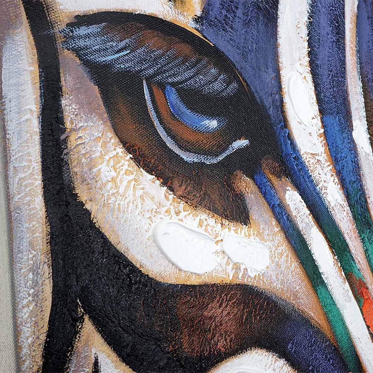 ÖLGEMÄLDE ZEBRAKOPF HANDGEMALT Mehrfarbig - Multicolor, Textil (120/90cm) - MCW