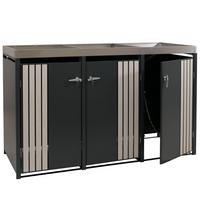 3ER-MÜLLTONNENVERKLEIDUNG Anthrazit, Beige - Anthrazit/Beige, Metall (196/125/84cm) - MCW
