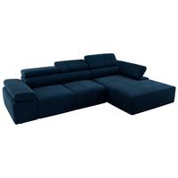 ECKSOFA RILASSO L Dunkelblau Velvet - rechts - Schwarz/Dunkelblau, Kunststoff/Textil (174/296cm) - MKS