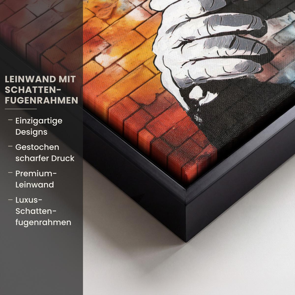 LEINWAND Bilder mit Rahmen - Affe - Graffiti - Musik - 30x20 - Multicolor, Textil (30/20cm) - MuchoWow