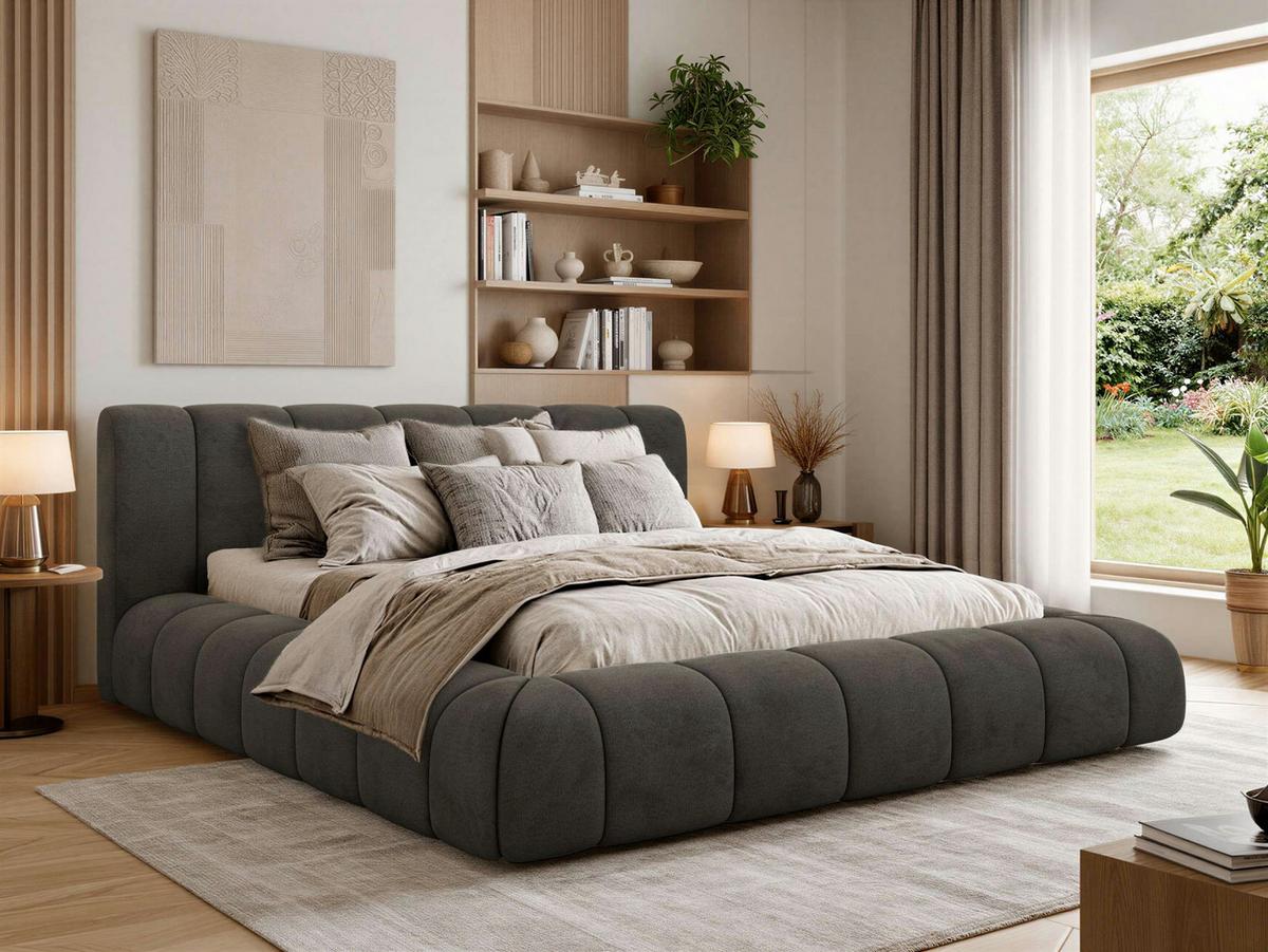 POLSTERBETT NUBEA CLASSIC 200/200 - Dunkelgrau Velvet - Pocket-Matratze - Dunkelgrau, Textil (200/200cm) - MKS
